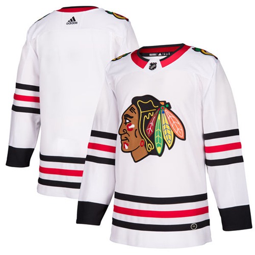 Adidas Men Chicago Blackhawks Blank White Road Authentic Stitched NHL Jersey